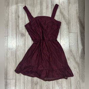 Burgundy square neck dress